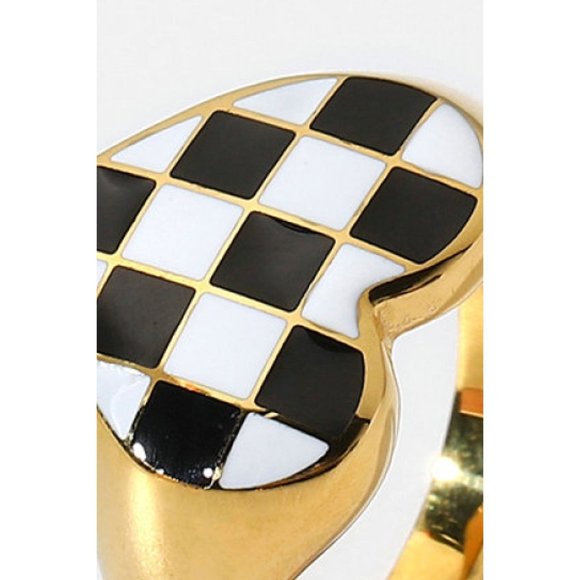 Checkerboard Heart Ring - Picture 3 of 6